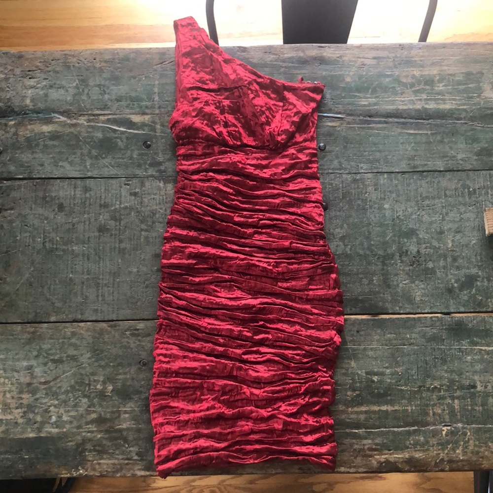 Nicole Miller Red One Shoulder Dress